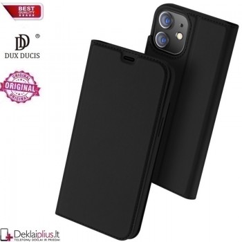 Dux Ducis dirbtinės odos atverčiamas dėklas - juodas (Apple Iphone 12/12 Pro)